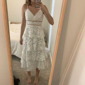 “Just me” white laser cut dress ONLY WORN ONCE! Perfect for a wedding shower!